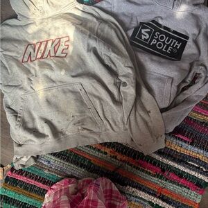 Nike Gray and Red Men's Hoodie
